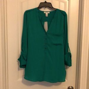 NWT Kenneth Cole Reaction Green Popover Blouse. Size XL.